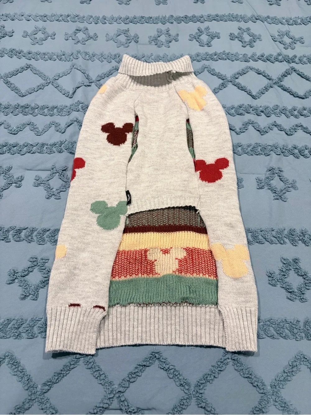 Disney Chewy Mickey Mouse Confetti Dog Sweater XXL Gray